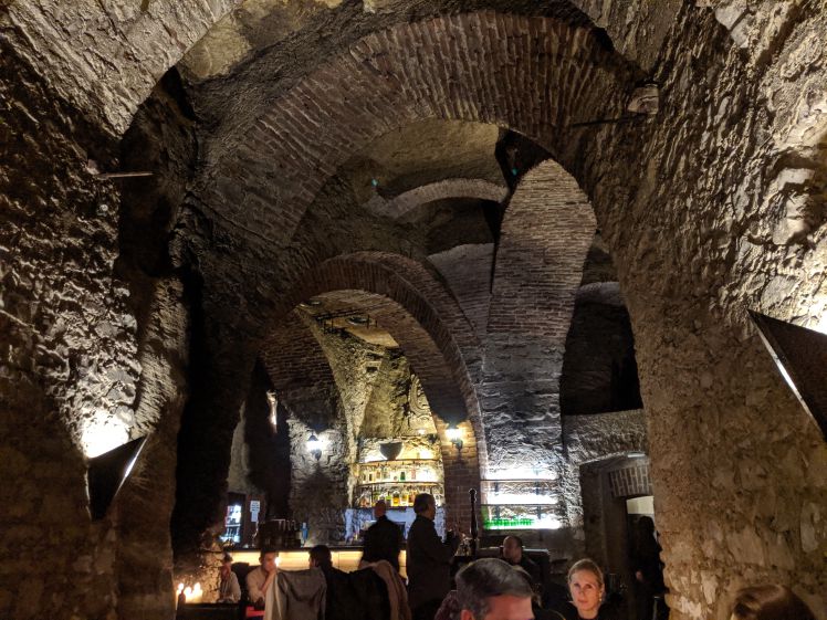 The restaurant was underground in the monastery. Little imagination is needed to believe this could be hell.