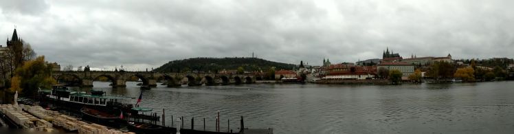 View of the famous bridge on the way to cross a different bridge