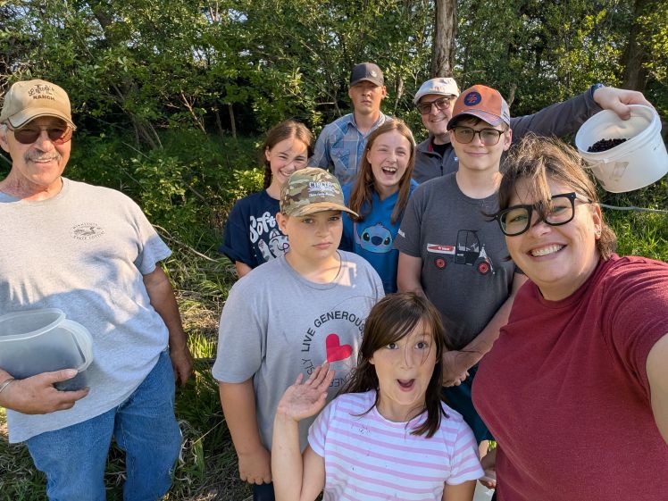 The crew that helped pick choke cherries.